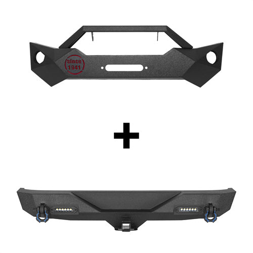Rock Crawler Stubby Front Bumper & Different Trail Rear Bumper Combo(07-18 Jeep Wrangler JK JKU)-LandShaker