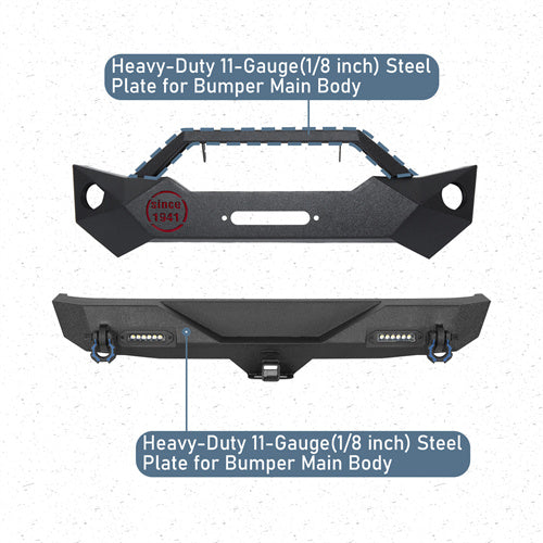 Rock Crawler Stubby Front Bumper & Different Trail Rear Bumper Combo(07-18 Jeep Wrangler JK JKU)-LandShaker