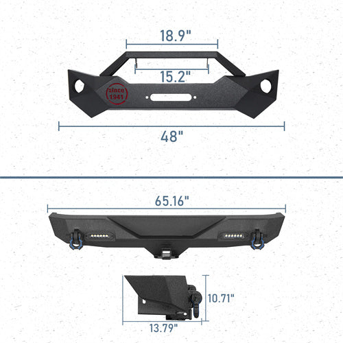 Rock Crawler Stubby Front Bumper & Different Trail Rear Bumper Combo(07-18 Jeep Wrangler JK JKU)-LandShaker