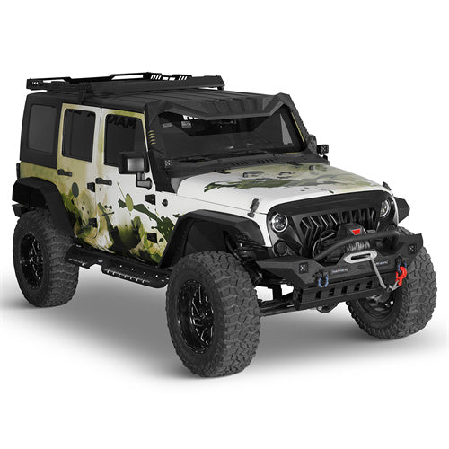Black Steel Front Skid Plate(07-18 Jeep Wrangler JK)-LandShaker
