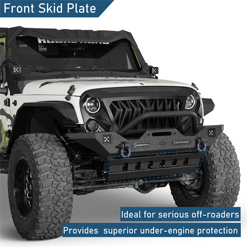 Black Steel Front Skid Plate(07-18 Jeep Wrangler JK)-LandShaker