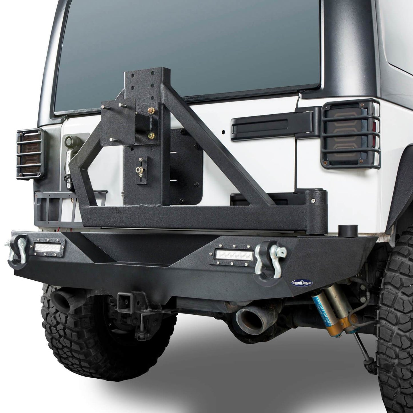 Different Trail Rear Bumper w/Tire Carrier & LED Floodlights(07-18 Jeep Wrangler JK)-LandShaker