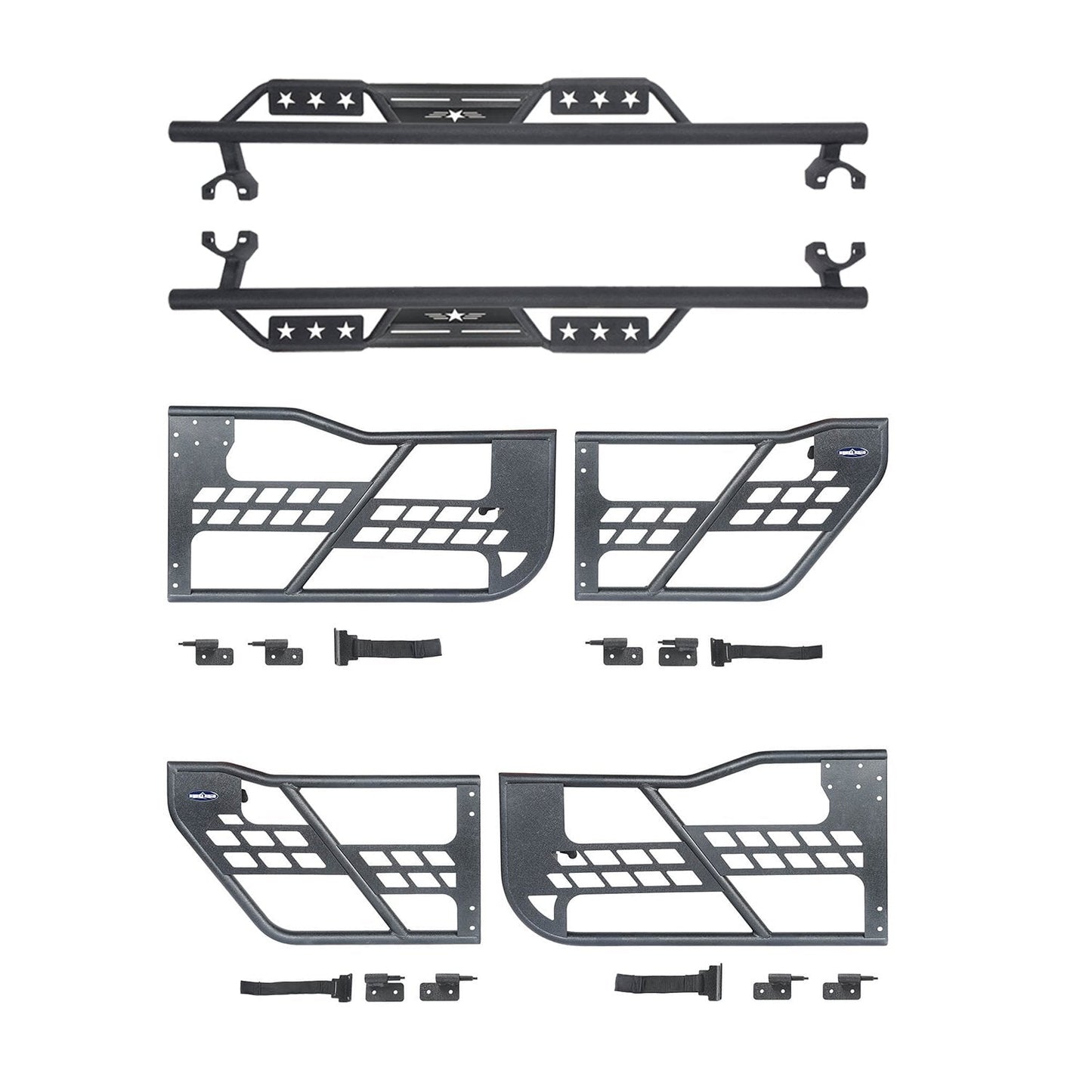 4 Door Side Steps & Tubular Half Doors Combo(07-18 Jeep Wrangler JK)-LandShaker