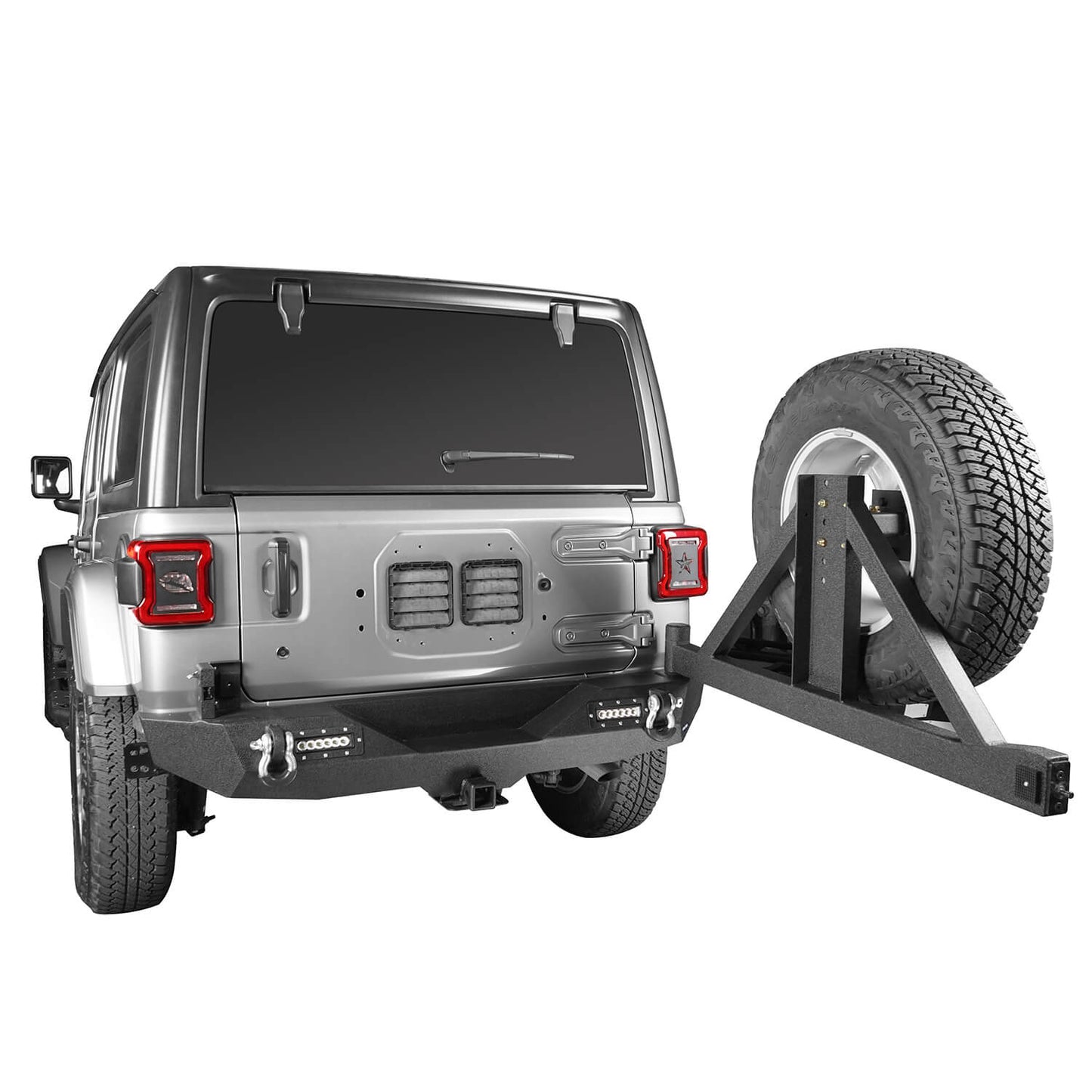 JL Rear Bumper w/Tire Carrier & LED Floodlights(18-25 Jeep Wrangler JL)-LandShaker