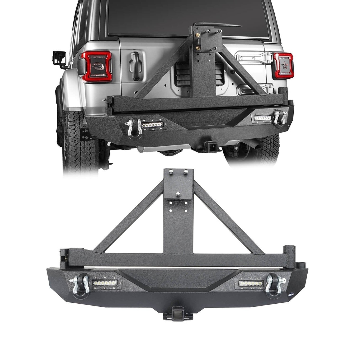 JL Rear Bumper w/Tire Carrier & LED Floodlights(18-25 Jeep Wrangler JL)-LandShaker