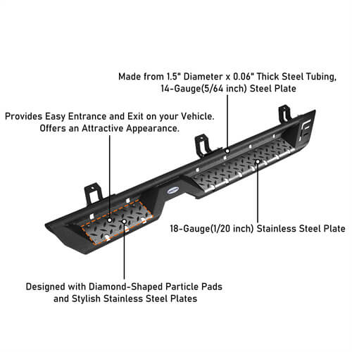 Steel Nerf Side Step Bars (18-25 Jeep Wrangler JL 4 Door)-LandShaker