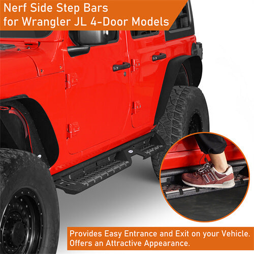 Steel Nerf Side Step Bars (18-25 Jeep Wrangler JL 4 Door)-LandShaker