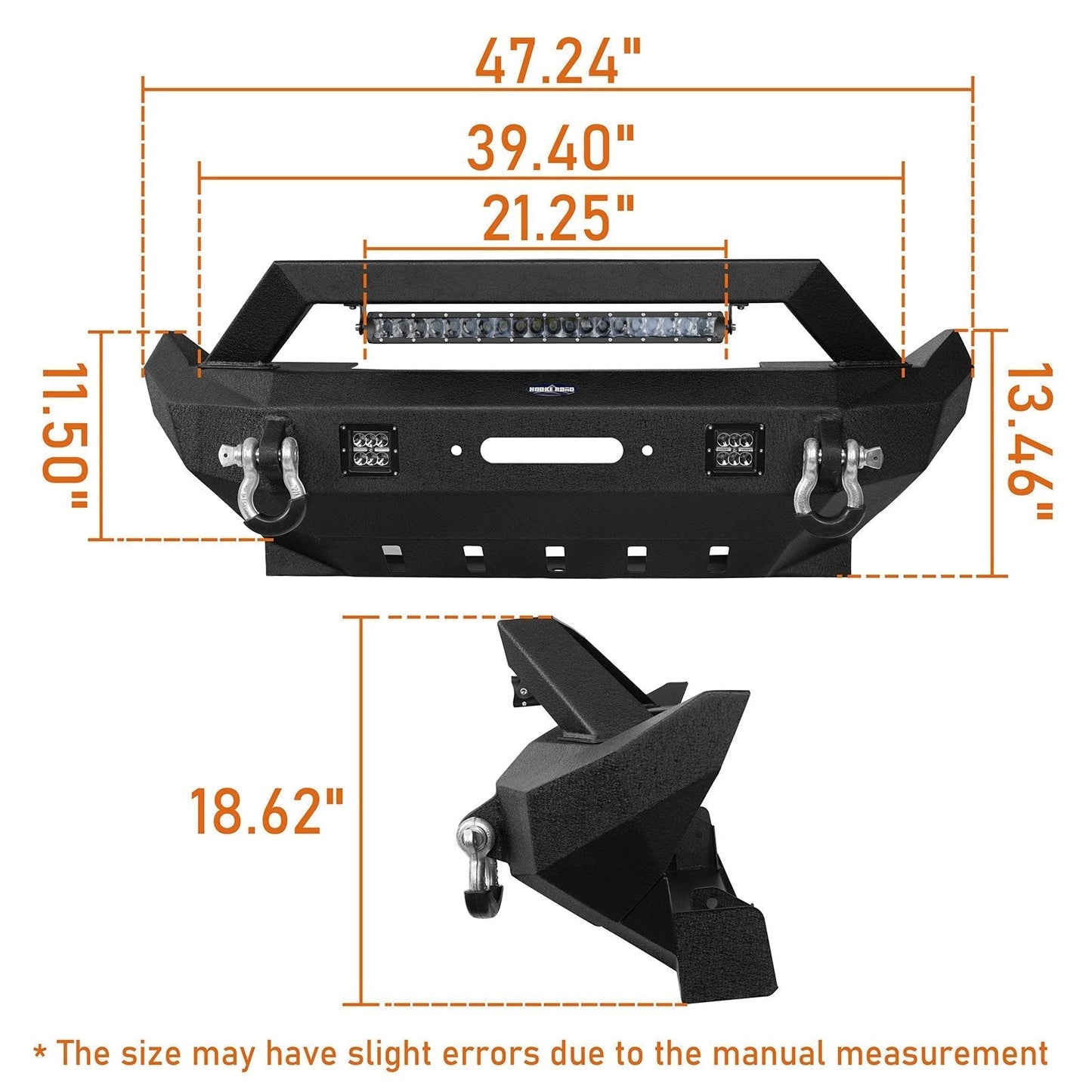 Rock Crawler Stubby Front Bumper w/LED Spotlight Bar(18-25 Jeep Wrangler JL & 20-25 Gladiator JT)-LandShaker