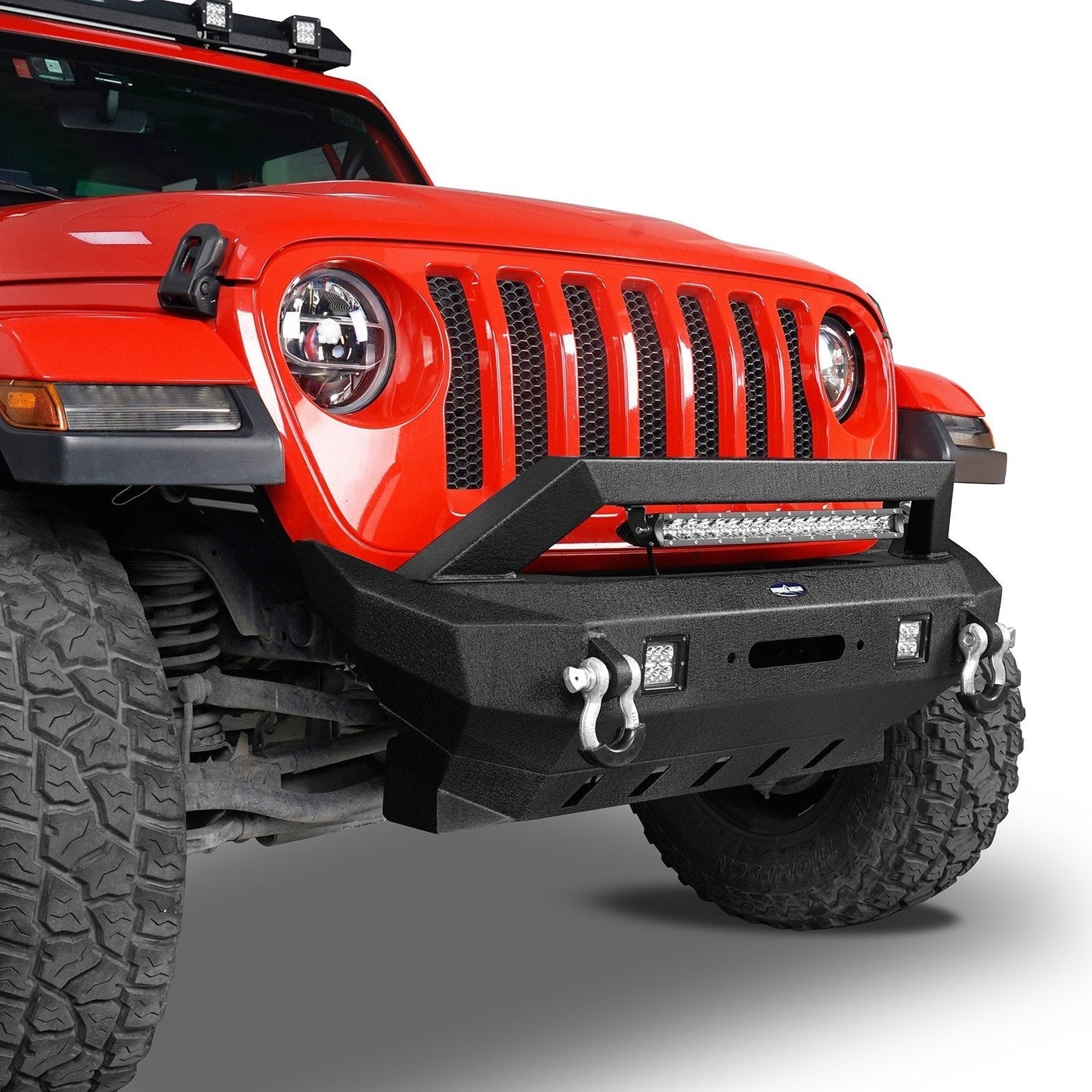 Rock Crawler Stubby Front Bumper w/LED Spotlight Bar(18-25 Jeep Wrangler JL & 20-25 Gladiator JT)-LandShaker
