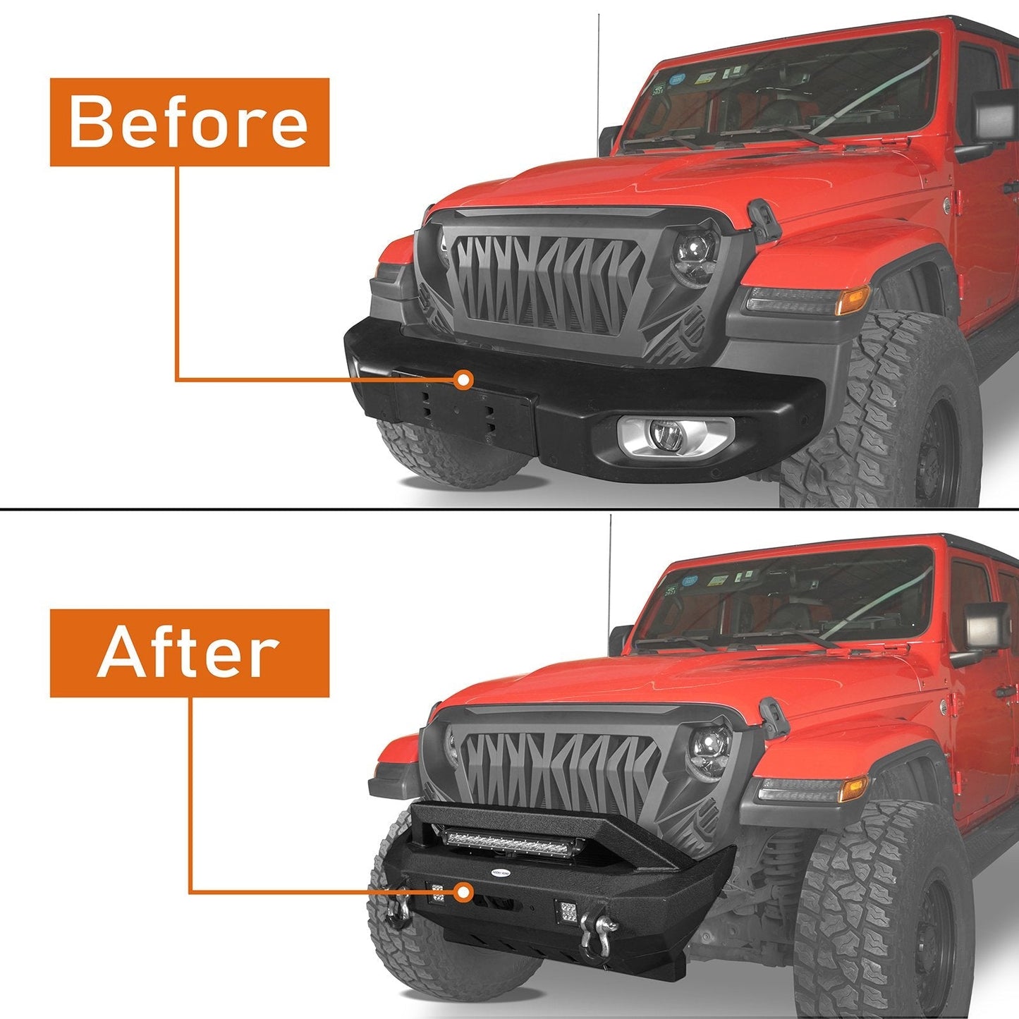 Rock Crawler Stubby Front Bumper w/LED Spotlight Bar(18-25 Jeep Wrangler JL & 20-25 Gladiator JT)-LandShaker