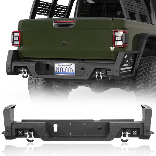 Rear Bumper w/ Bedside Slider Steps (20-25 Jeep Gladiator JT with OEM Rear Bumper Frame Mounts) - LandShaker
