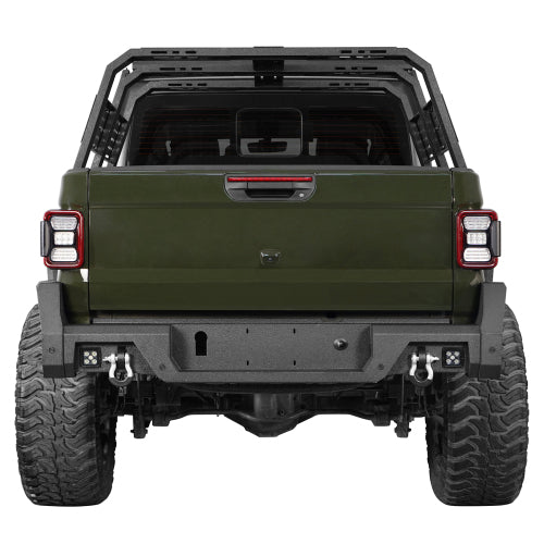 Rear Bumper w/ Bedside Slider Steps (20-25 Jeep Gladiator JT with OEM Rear Bumper Frame Mounts) - LandShaker