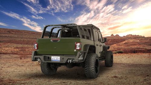 Rear Bumper w/ Bedside Slider Steps (20-25 Jeep Gladiator JT with OEM Rear Bumper Frame Mounts) - LandShaker