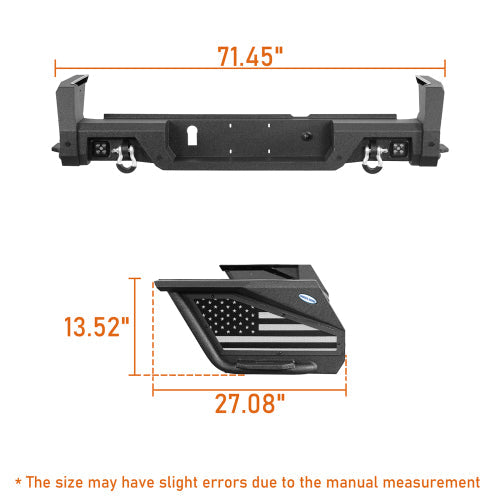 Rear Bumper w/ Bedside Slider Steps (20-25 Jeep Gladiator JT with OEM Rear Bumper Frame Mounts) - LandShaker