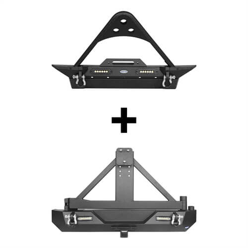 Stubby Front Bumper & Rear Bumper w/Tire Carrier Combo(87-06 Jeep Wrangler TJ YJ)-LandShaker