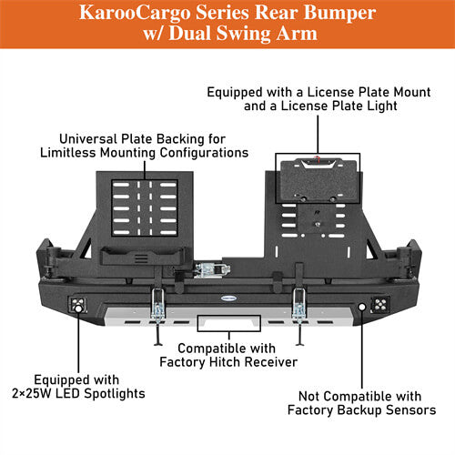 KarooCargo Rear Bumper w/ 5.3-Gallon Jerry Can Holder For 2010-2024 Toyota 4Runner - LandShaker