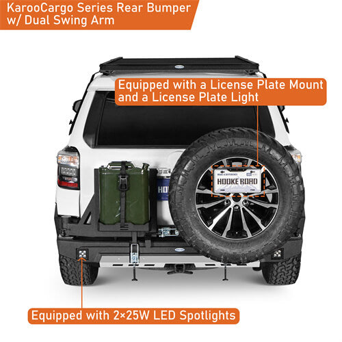 KarooCargo Rear Bumper w/ 5.3-Gallon Jerry Can Holder For 2010-2024 Toyota 4Runner - LandShaker