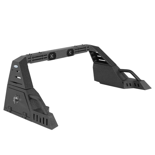 20.7" High Adjustable Roll Bar w/ LED Spotlights & Storage Boxes For Mid-Size Pickup Trucks - LandShaker