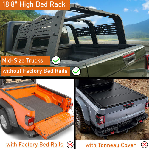 18.8" High Overland Bed Rack (Ford Ranger & GMC Canyon & Chevrolet Colorado & Jeep Gladiator JT) - LandShaker