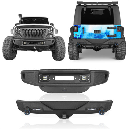 Lotus Tubular Stubby Front Bumper & Different Trail Rear Bumper Combo(07-18 Jeep Wrangler JK JKU)-LandShaker