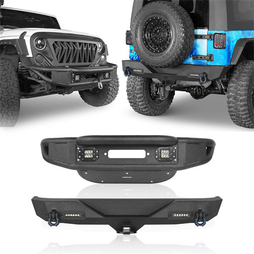 Lotus Tubular Stubby Front Bumper & Different Trail Rear Bumper Combo(07-18 Jeep Wrangler JK JKU)-LandShaker