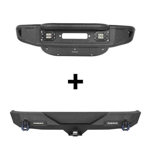 Lotus Tubular Stubby Front Bumper & Different Trail Rear Bumper Combo(07-18 Jeep Wrangler JK JKU)-LandShaker