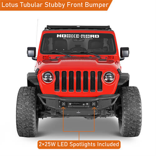 Lotus Tubular Front Bumper w/ Winch Plate For 2018-2025 Jeep Wrangler JL & Gladiator JT-LandShaker