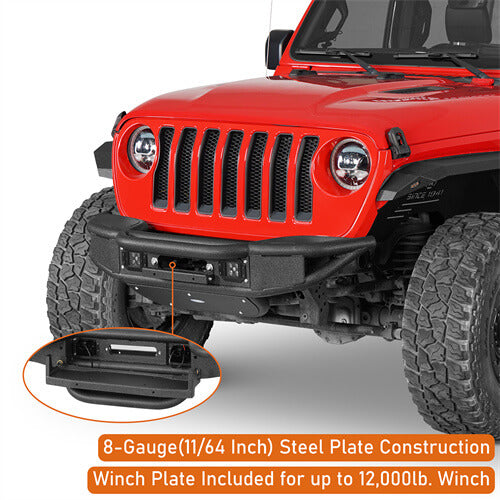 Lotus Tubular Front Bumper w/ Winch Plate For 2018-2025 Jeep Wrangler JL & Gladiator JT-LandShaker