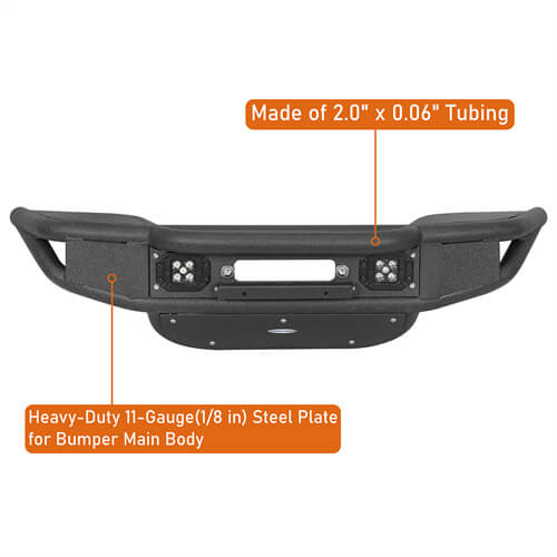 Lotus Tubular Front Bumper w/ Winch Plate For 2018-2025 Jeep Wrangler JL & Gladiator JT-LandShaker