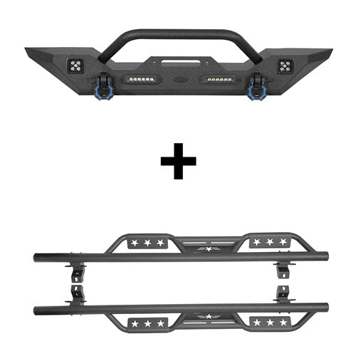 Mid Width Front Bumper & Side Steps(18-25 Jeep Wrangler JL 4 Door)-LandShaker