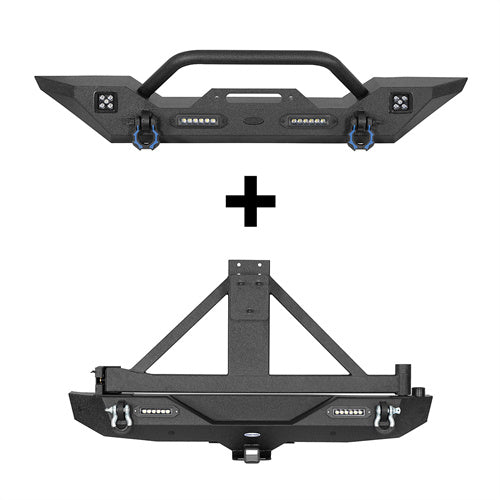 Front Bumper & Rear Bumper w/Tire Carrier(18-25 Jeep Wrangler JL)-LandShaker