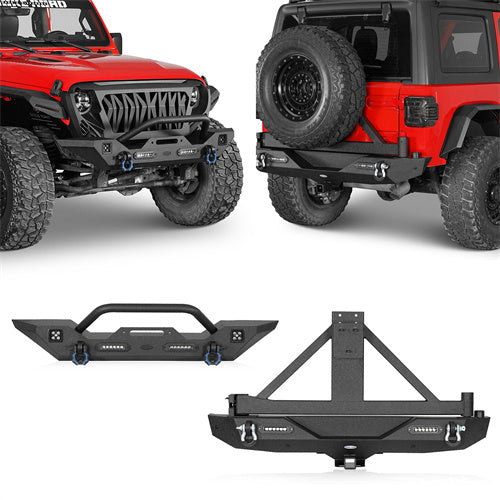 Front Bumper & Rear Bumper w/Tire Carrier(18-25 Jeep Wrangler JL)-LandShaker