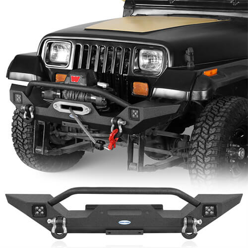 Off-Road Front Bumper w/ LED Spotlights For 1987-1995 Jeep Wrangler YJ- LandShaker