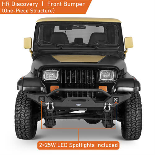Off-Road Front Bumper w/ LED Spotlights For 1987-1995 Jeep Wrangler YJ- LandShaker