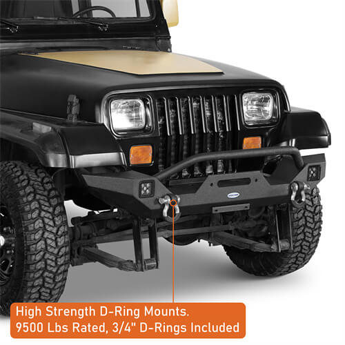 Off-Road Front Bumper w/ LED Spotlights For 1987-1995 Jeep Wrangler YJ- LandShaker