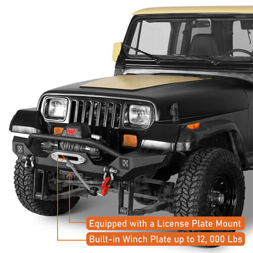Off-Road Front Bumper w/ LED Spotlights For 1987-1995 Jeep Wrangler YJ- LandShaker
