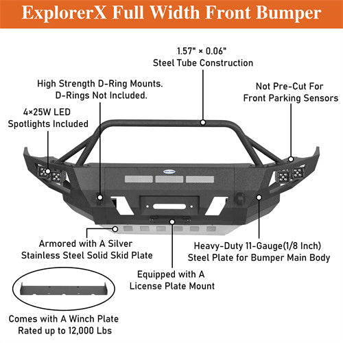 Off Road Full Width Front Bumper w/ LED Spot Lights For 2014-2024 Toyota 4Runner - LandShaker