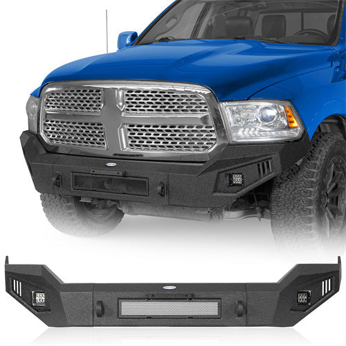 Aftermarket Full Width Front Bumper w/ LED Spotlights (13-18 Ram 1500, Excluding Rebel) - LandShaker