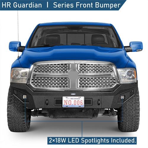 Aftermarket Full Width Front Bumper w/ LED Spotlights (13-18 Ram 1500, Excluding Rebel) - LandShaker