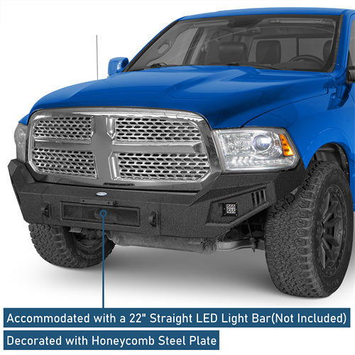 Aftermarket Full Width Front Bumper w/ LED Spotlights (13-18 Ram 1500, Excluding Rebel) - LandShaker