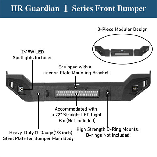 Aftermarket Full Width Front Bumper w/ LED Spotlights (13-18 Ram 1500, Excluding Rebel) - LandShaker