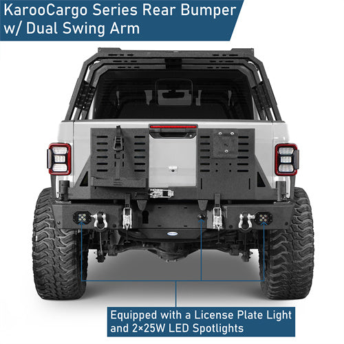 Rear Bumper w/ Dual Swing Arms & Tire Carrier & 5.3-Gallon Jerry Can Holder (20-25 Jeep Gladiator JT with OEM Rear Bumper Frame Mounts) - LandShaker