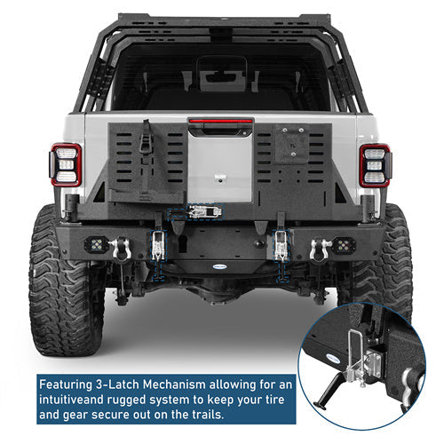 Rear Bumper w/ Dual Swing Arms & Tire Carrier & 5.3-Gallon Jerry Can Holder (20-25 Jeep Gladiator JT with OEM Rear Bumper Frame Mounts) - LandShaker