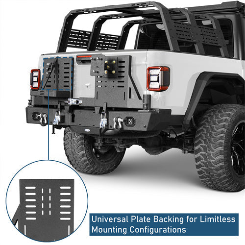 Rear Bumper w/ Dual Swing Arms & Tire Carrier & 5.3-Gallon Jerry Can Holder (20-25 Jeep Gladiator JT with OEM Rear Bumper Frame Mounts) - LandShaker