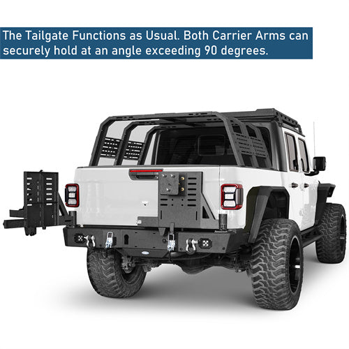 Rear Bumper w/ Dual Swing Arms & Tire Carrier & 5.3-Gallon Jerry Can Holder (20-25 Jeep Gladiator JT with OEM Rear Bumper Frame Mounts) - LandShaker
