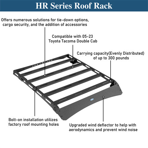 Off-Road Series Series Roof Rack For 2005-2023 Toyota Tacoma Double Cab - LandShaker4x4