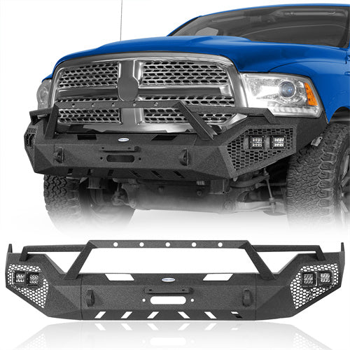 Front Bumper w/ Winch Plate & Grill Guard (13-18 Ram 1500, Excluding Rebel) - LandShaker