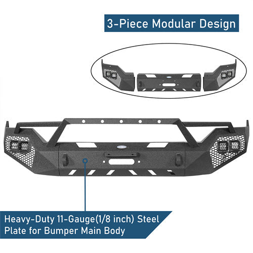 Front Bumper w/ Winch Plate & Grill Guard (13-18 Ram 1500, Excluding Rebel) - LandShaker