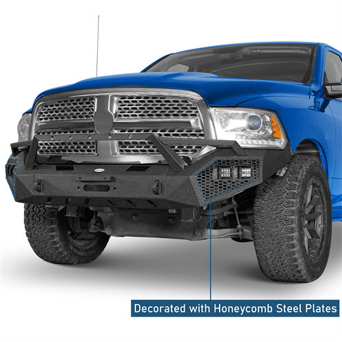 Front Bumper w/ Winch Plate & Grill Guard (13-18 Ram 1500, Excluding Rebel) - LandShaker