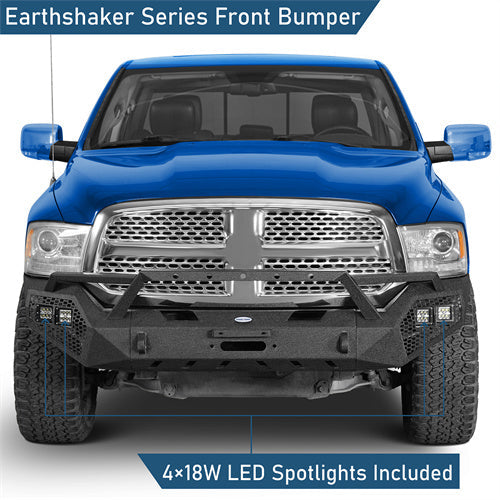 Front Bumper w/ Winch Plate & Grill Guard (13-18 Ram 1500, Excluding Rebel) - LandShaker
